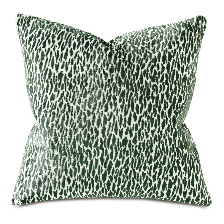 Emerald Green Woven Animal Print Square Pillow