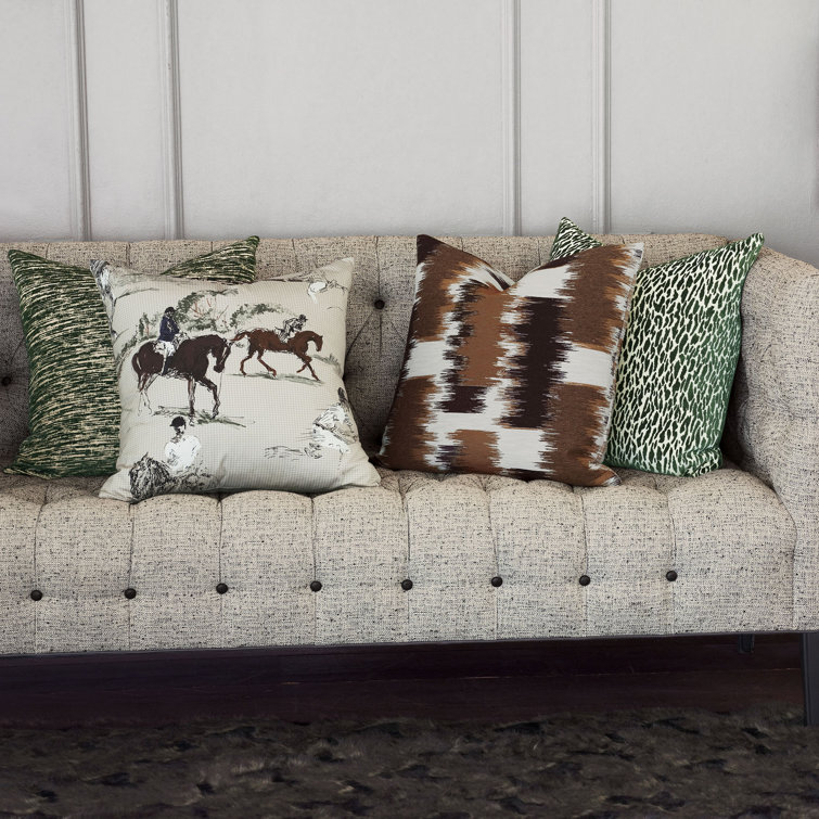 Taupe and Gray Cotton Blend Square Throw Pillow