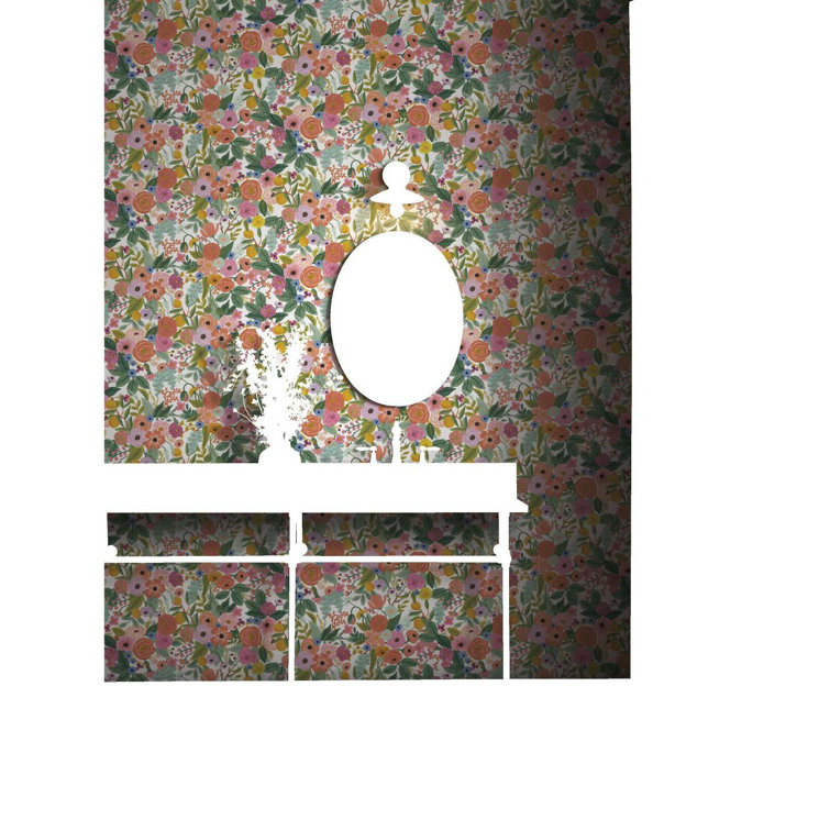 Floral Garden Party Peel and Stick Wallpaper Roll in Multicolor