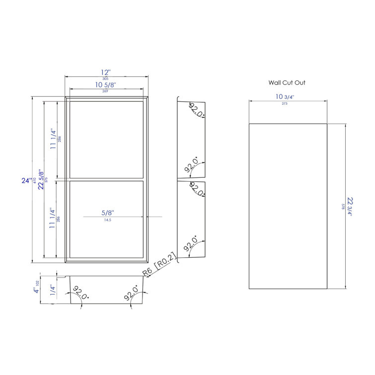Polished Stainless Steel Double Shelf Shower Niche