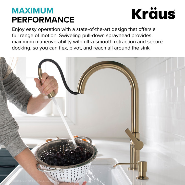 Brushed Brass Single Handle Pull Down Kitchen Faucet