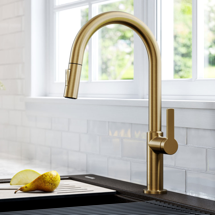 Brushed Brass Single Handle Pull Down Kitchen Faucet