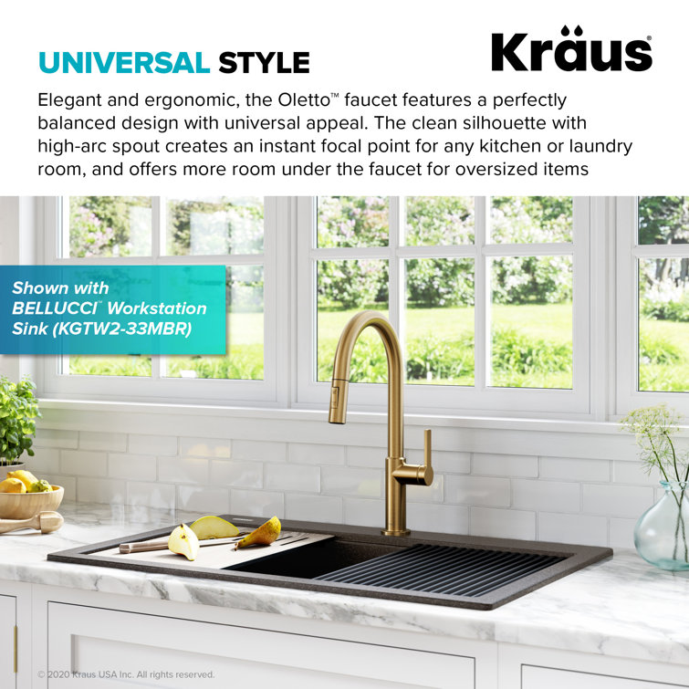 Brushed Brass Single Handle Pull Down Kitchen Faucet