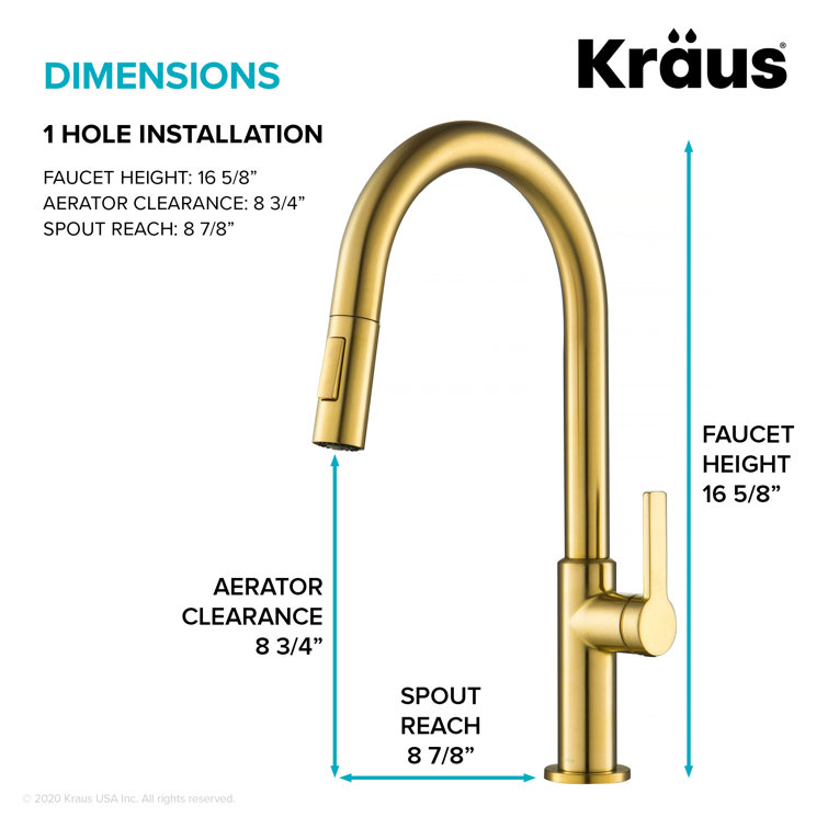 Brushed Brass Single Handle Pull Down Kitchen Faucet