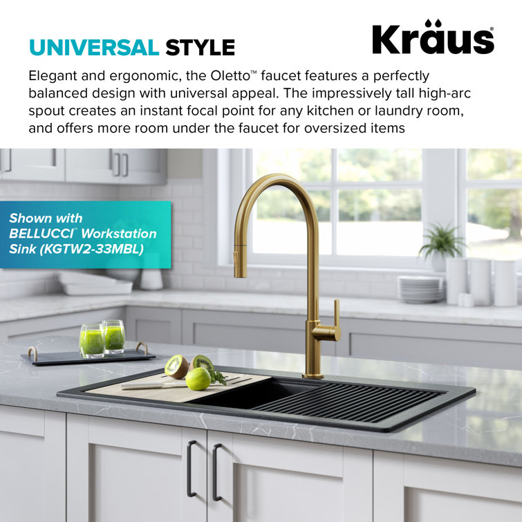 Brushed Brass High-Arc Single Handle Pull-Down Kitchen Faucet
