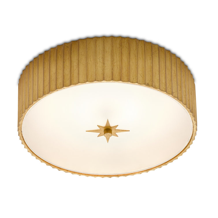 Aurelia Frosted Glass Drum LED Flush Mount in Gold Leaf