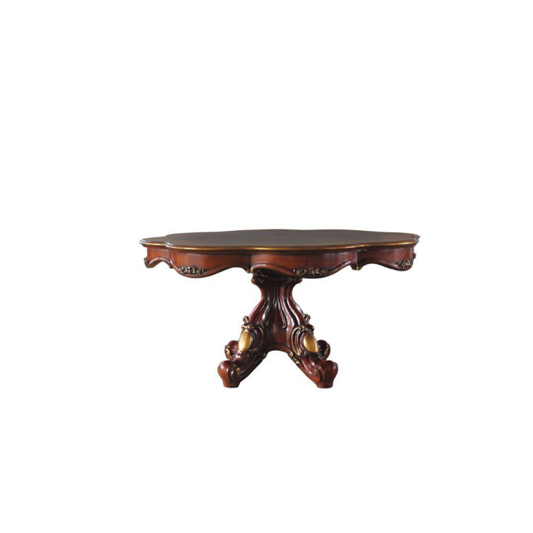 Transitional Cherry Oak Round Extendable Dining Table