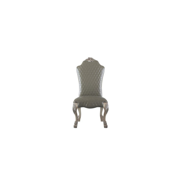 Antique White Faux Leather High Back Side Chair