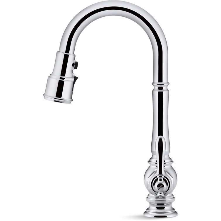 Artifacts Polished Chrome Single Handle 10" Pull Down Kitchen Faucet