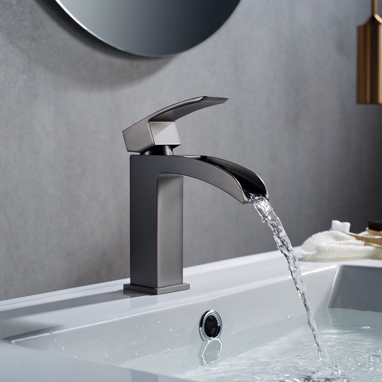 Vinnova Liberty Gunmetal Gray Single-Handle Waterfall Bathroom Faucet