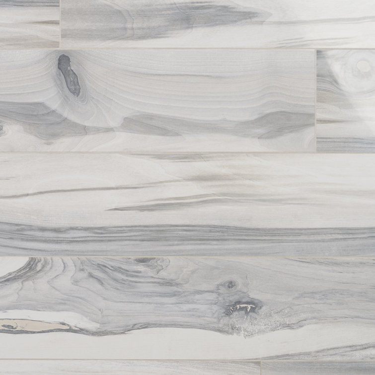 Gray Polished Porcelain Wood Look Floor and Wall Tile