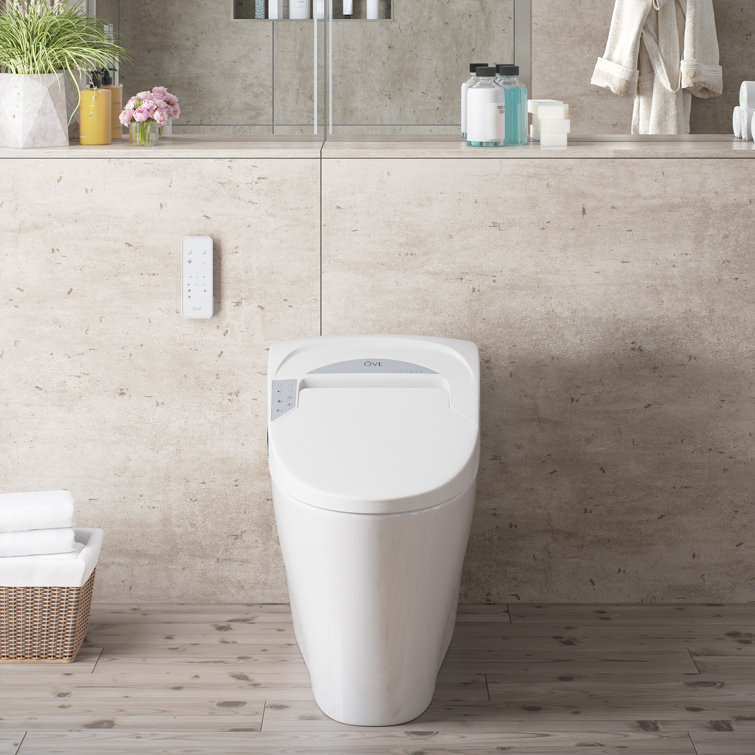 White High Efficiency One-Piece Smart Bidet Toilet with Remote Control