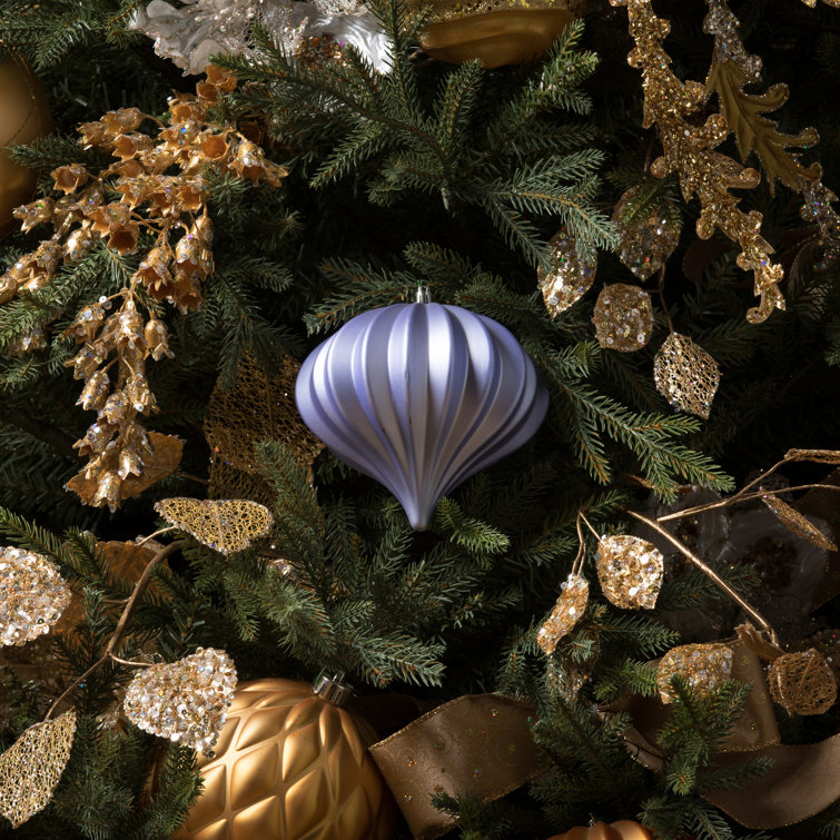 Pewter Shiny Shatterproof Plastic Onion Christmas Ornaments, Set of 3