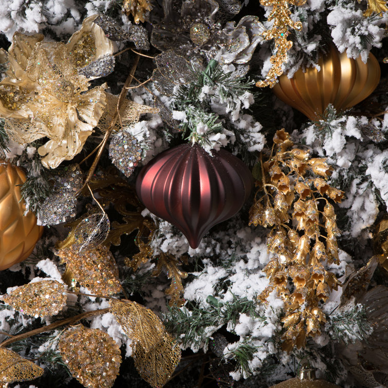 Pewter Shiny Shatterproof Plastic Onion Christmas Ornaments, Set of 3