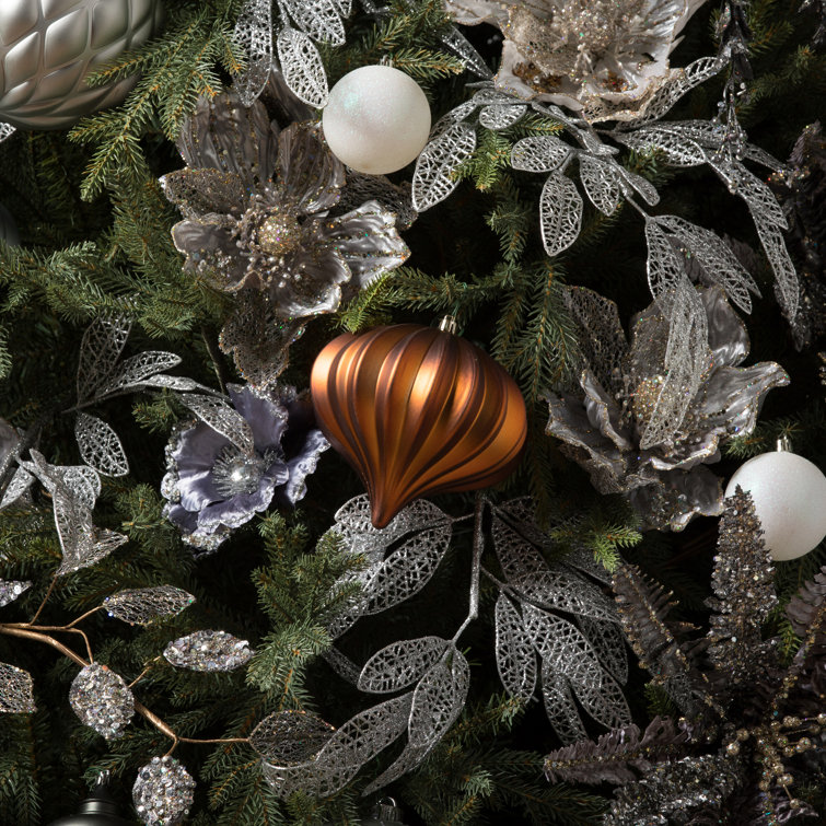 Pewter Shiny Shatterproof Plastic Onion Christmas Ornaments, Set of 3