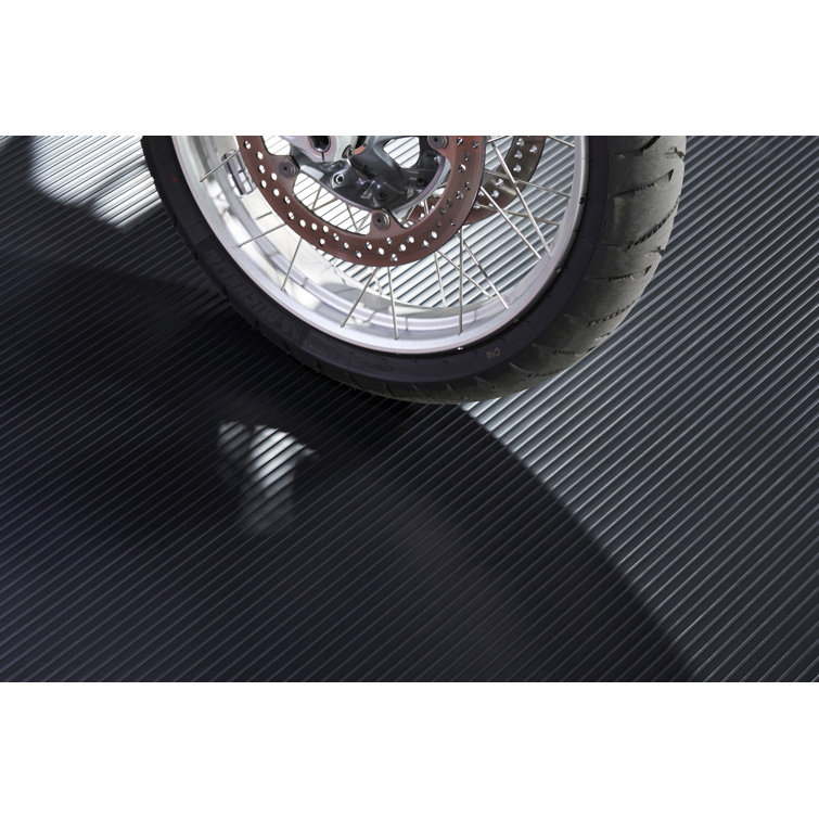 Midnight Black Ribbed PVC Garage Flooring Roll, 8.5 ft x 22 ft