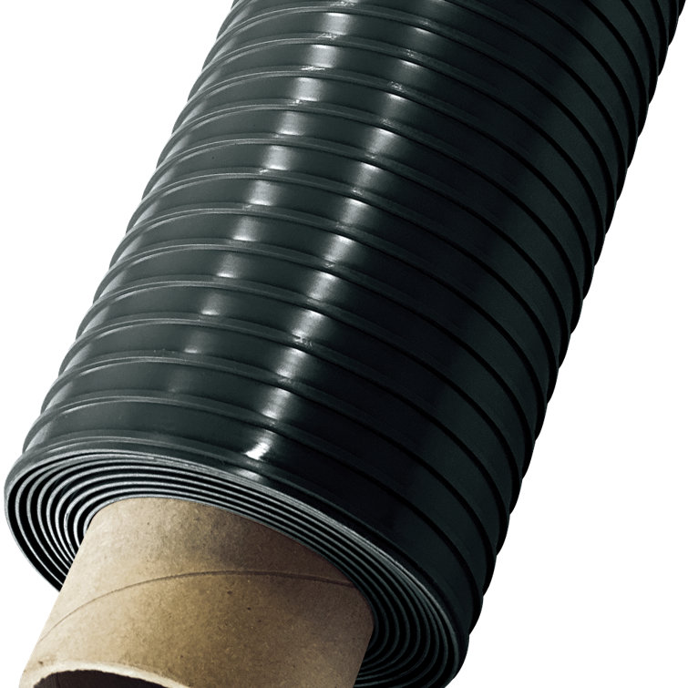 Midnight Black Ribbed PVC Garage Flooring Roll, 8.5 ft x 22 ft