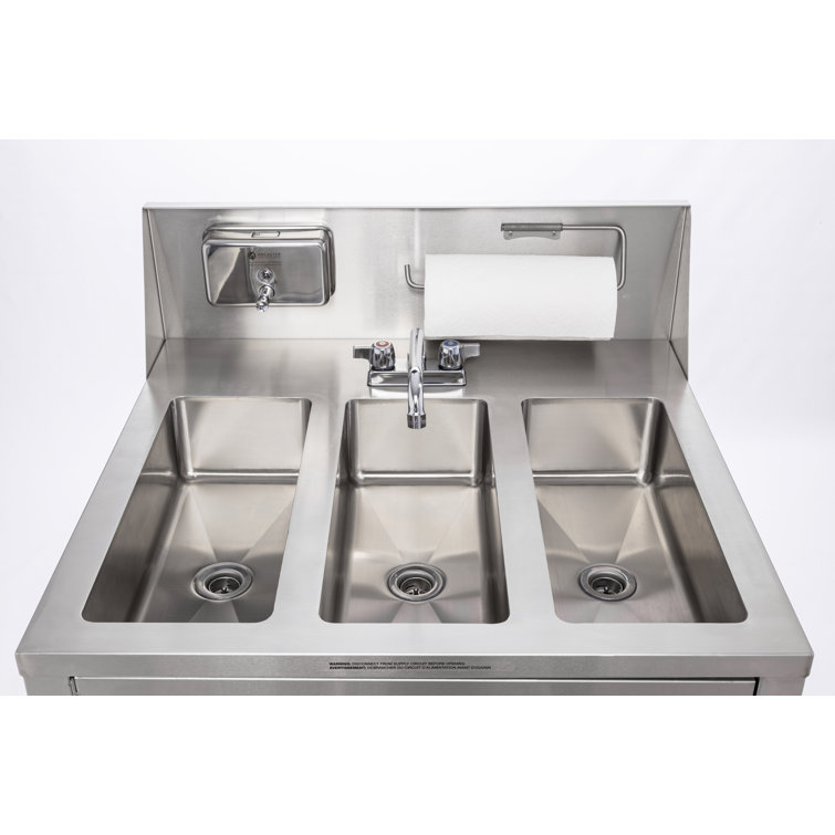 32'' Stainless Steel Freestanding Triple Basin Utility Sink