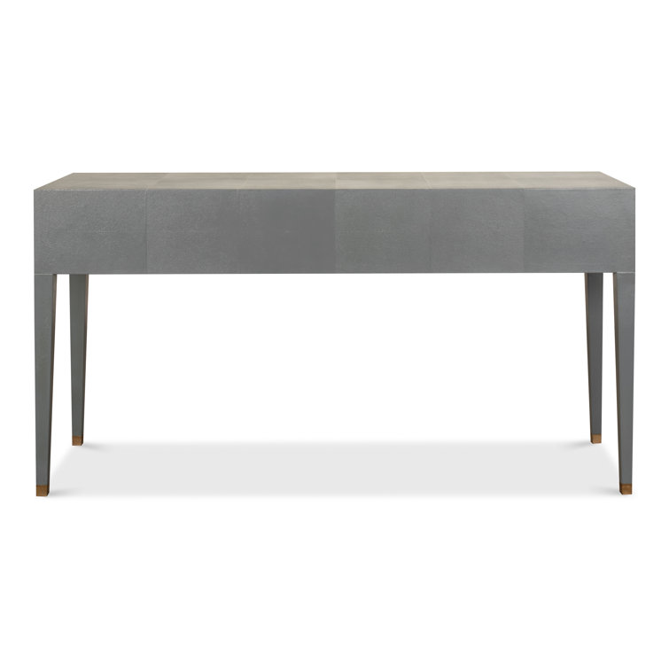 Lennox Grey and Brass Shagreen Leather Console with Storage