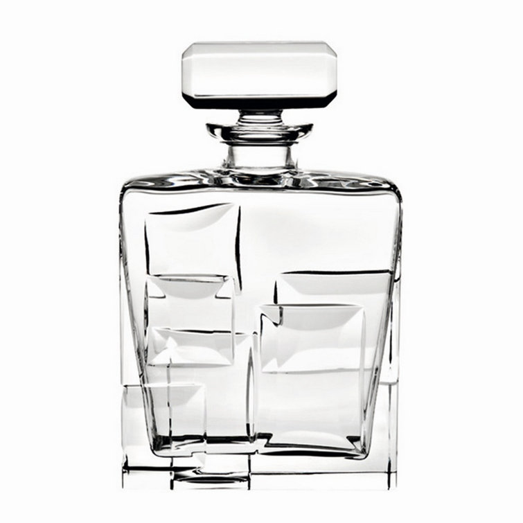 Contemporary Crystal Whiskey Decanter Set with Glasses