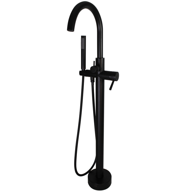 Matte Black Brass Floor Mount Freestanding Bathtub Filler Faucet