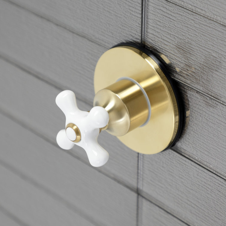 Brushed Brass Cross Handle Wall-Mounted Diverter Valve