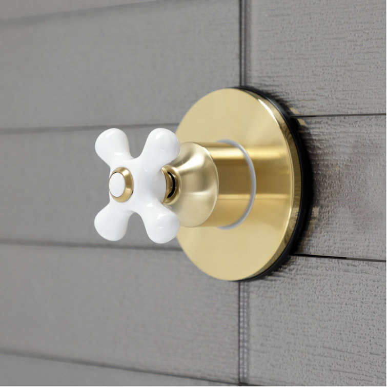 Brushed Brass Cross Handle Wall-Mounted Diverter Valve