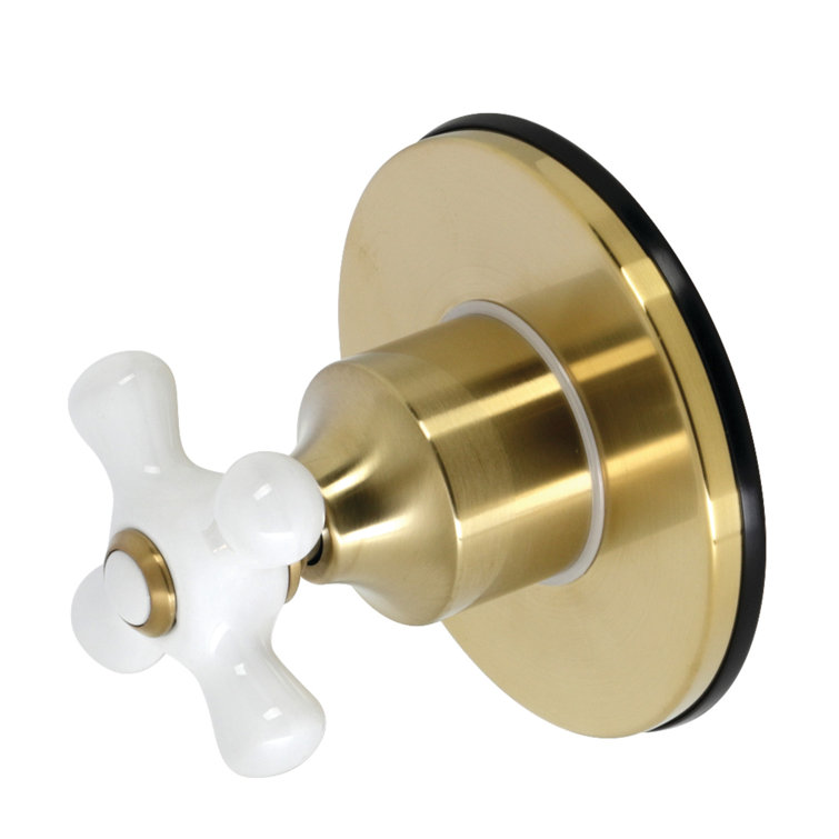 Brushed Brass Cross Handle Wall-Mounted Diverter Valve