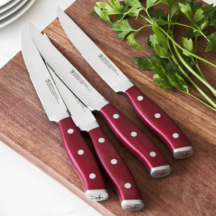 Forged Accent Red Stainless Steel Steak Knife Set of 4