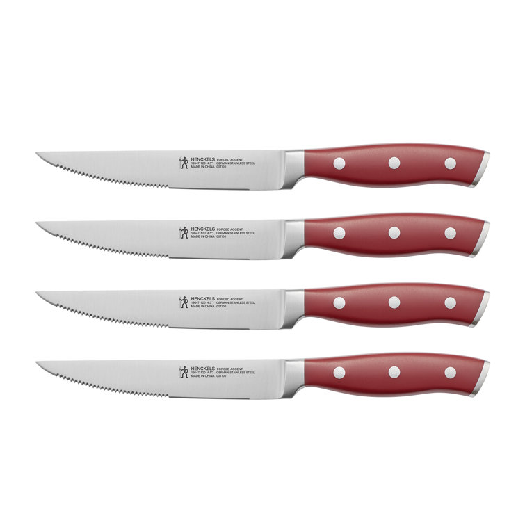 Forged Accent Red Stainless Steel Steak Knife Set of 4
