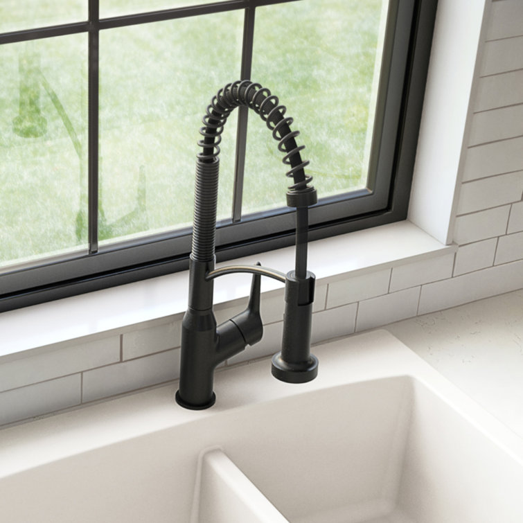 Matte Black Brass Pull-Down Sprayer Kitchen Faucet