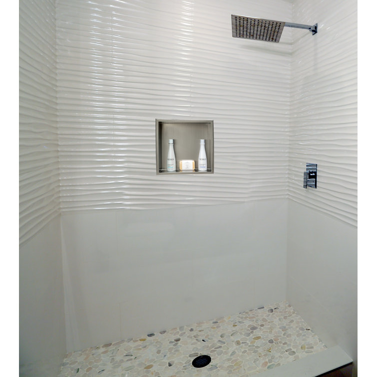 Brushed Stainless Steel Square Shower Niche Shelf