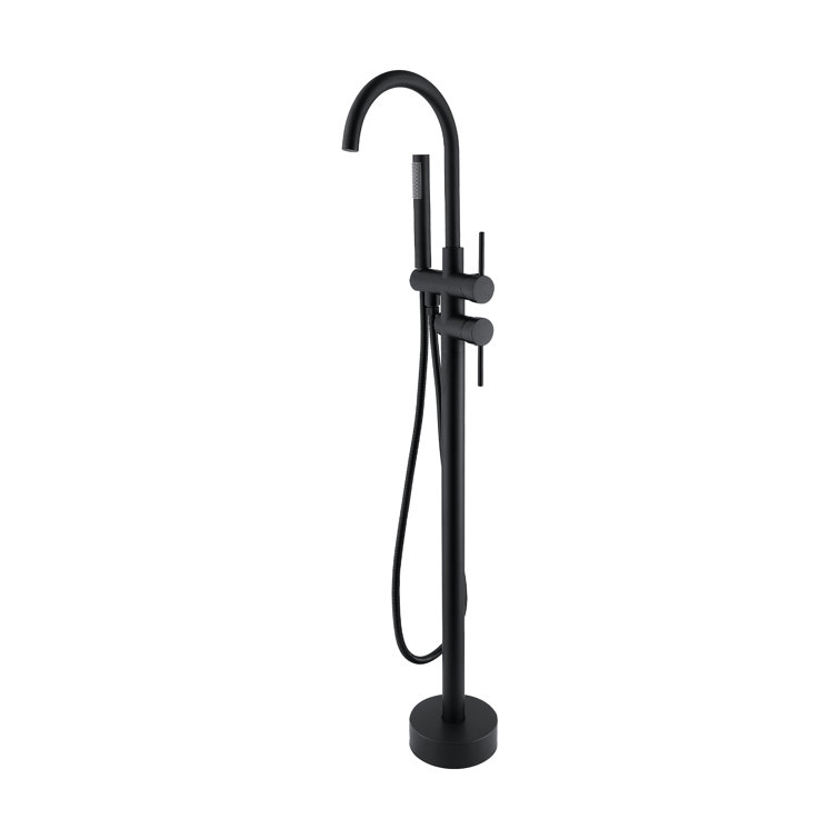 Matte Black Freestanding Tub Faucet with Hand Shower