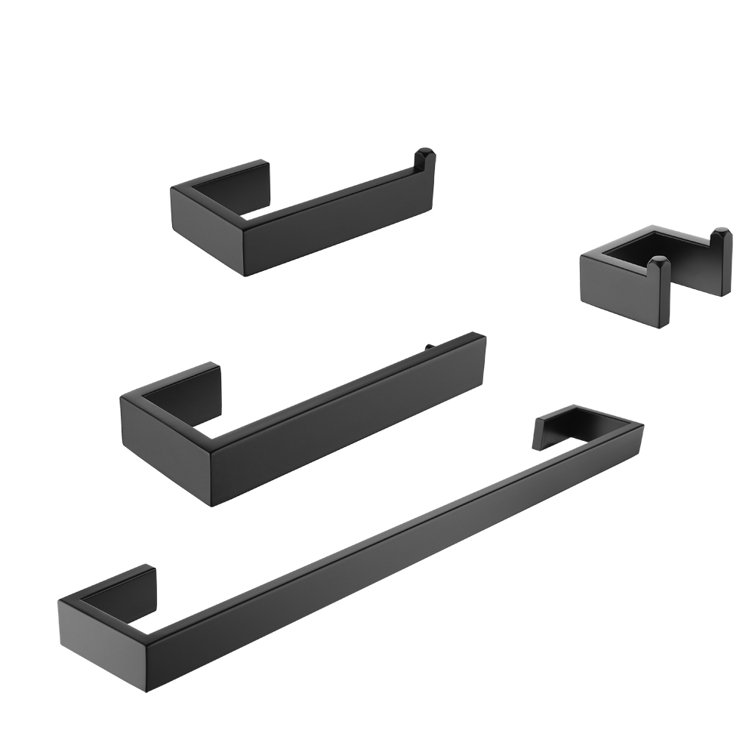 Matte Black 4-Piece Stainless Steel Bathroom Hardware Set