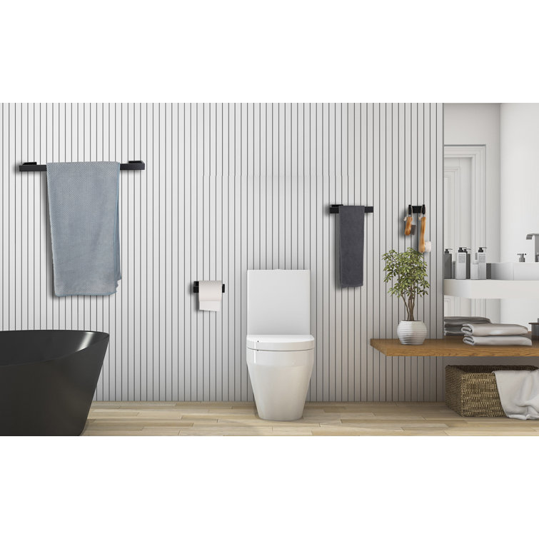 Matte Black 4-Piece Stainless Steel Bathroom Hardware Set