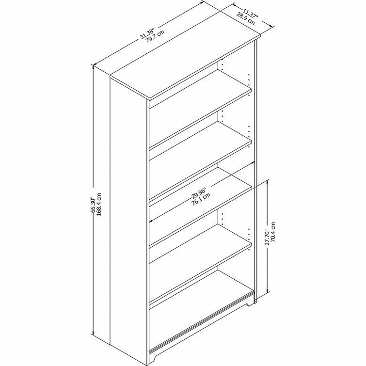 Adjustable Modern Gray 5-Shelf Traditional Bookcase