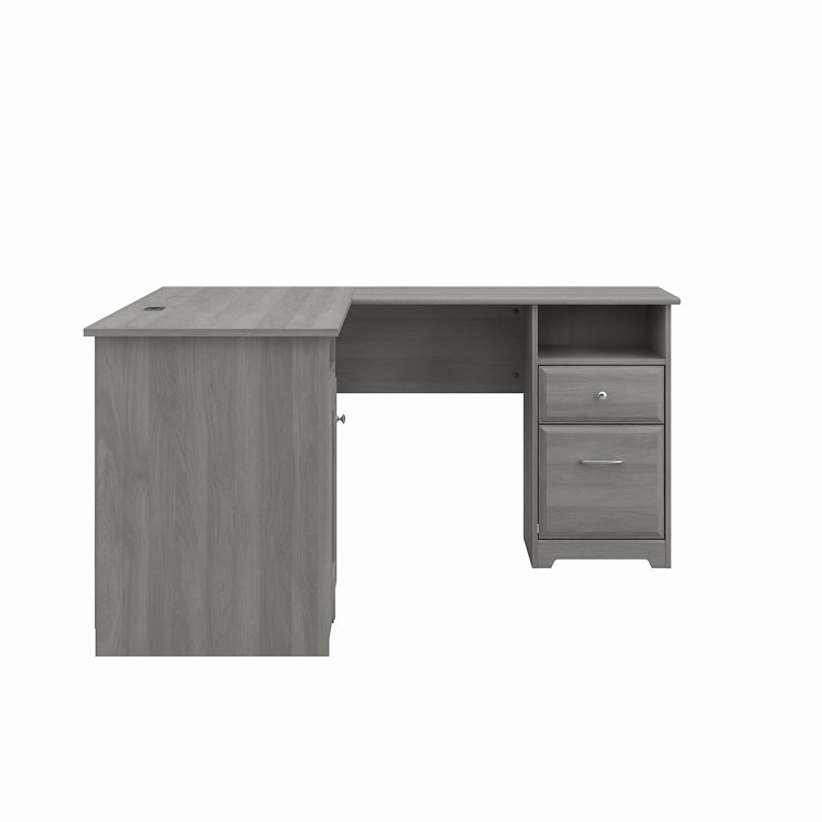 Modern Gray L-Shaped Computer Desk with Built-In USB and Storage