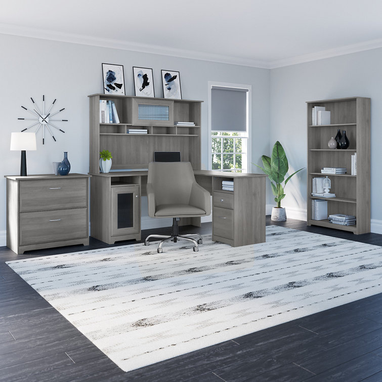 Adjustable Modern Gray 5-Shelf Traditional Bookcase