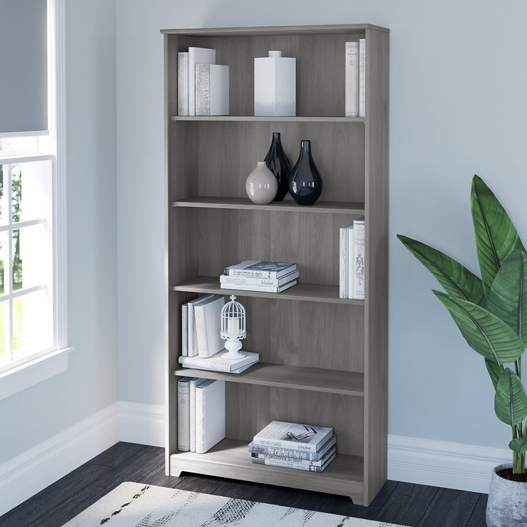 Adjustable Modern Gray 5-Shelf Traditional Bookcase