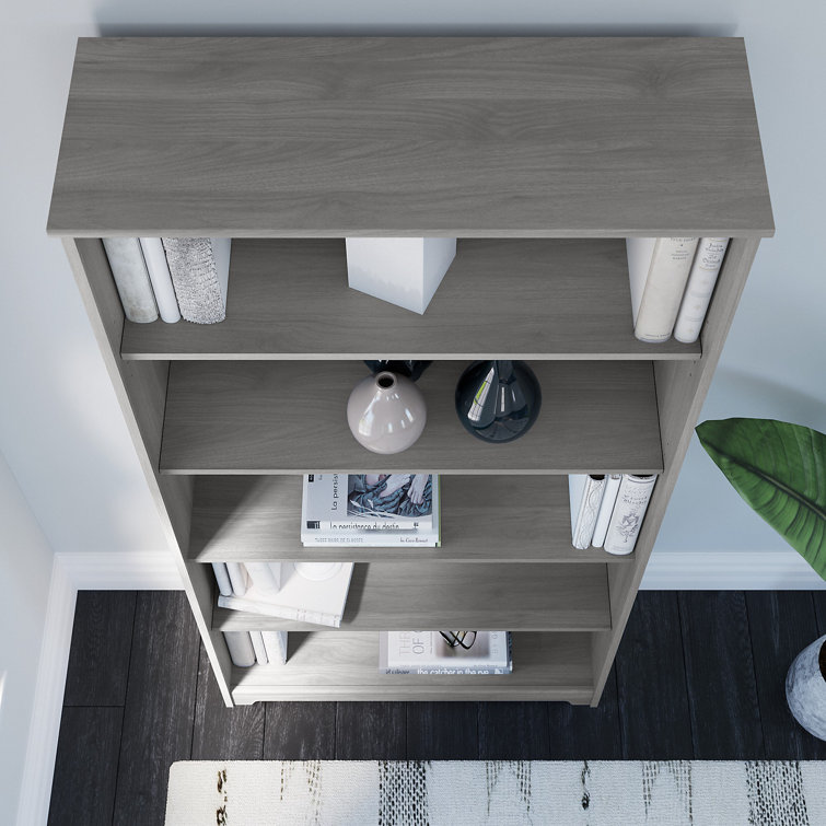 Adjustable Modern Gray 5-Shelf Traditional Bookcase
