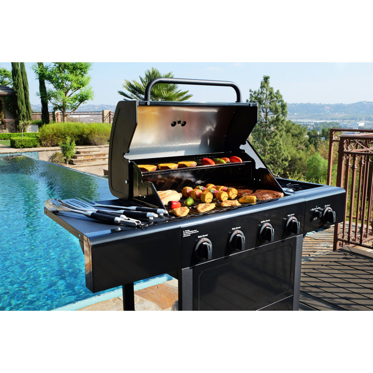 Kenmore Black 4-Burner Propane Gas Grill with Side Burner