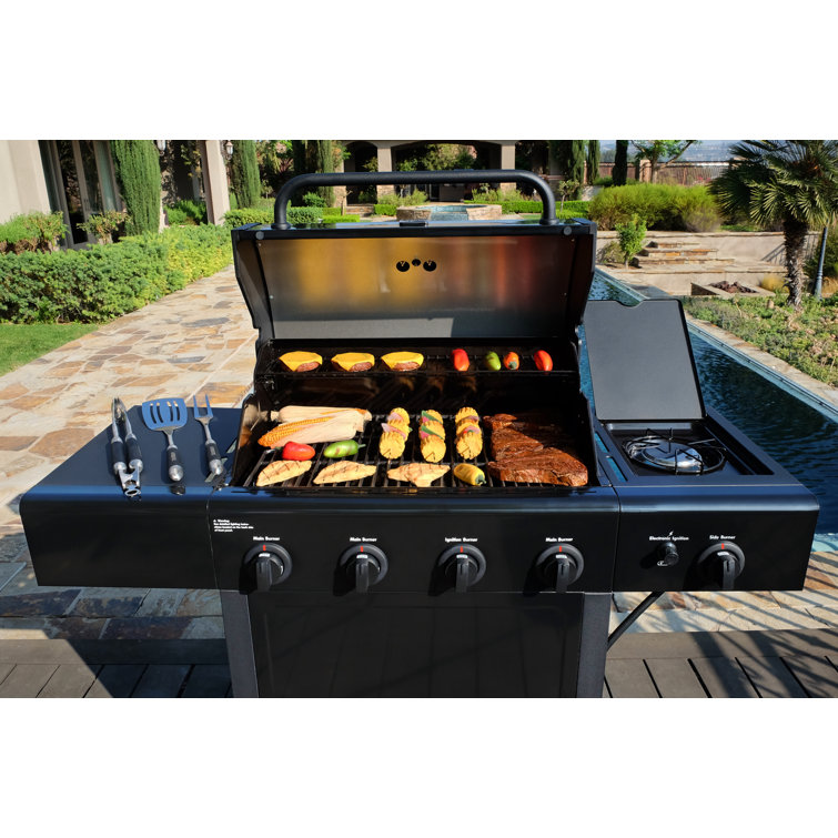 Kenmore Black 4-Burner Propane Gas Grill with Side Burner