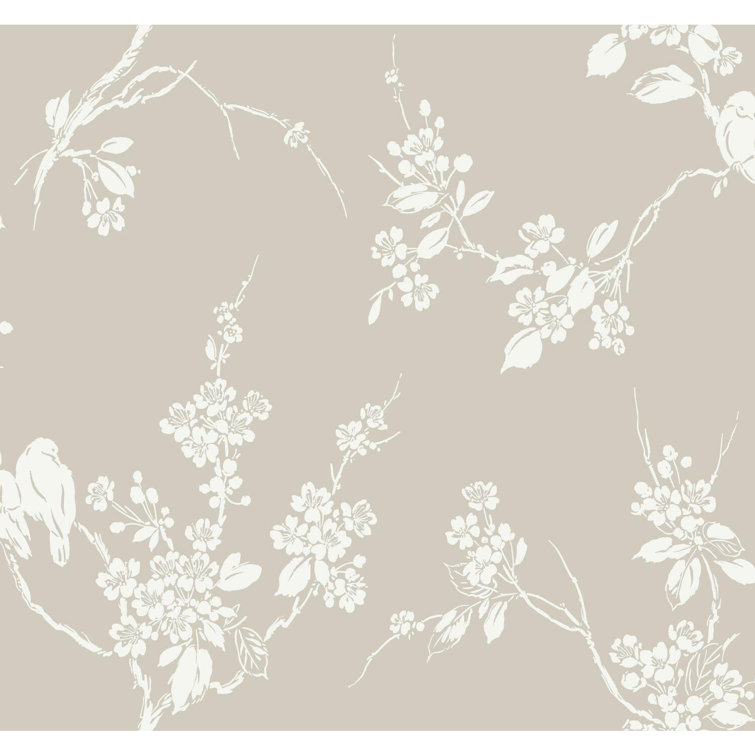 Taupe Floral Pre-pasted Removable Washable Wallpaper