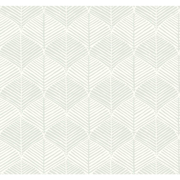 White and Gray Embossed Palm Thatch Wallpaper