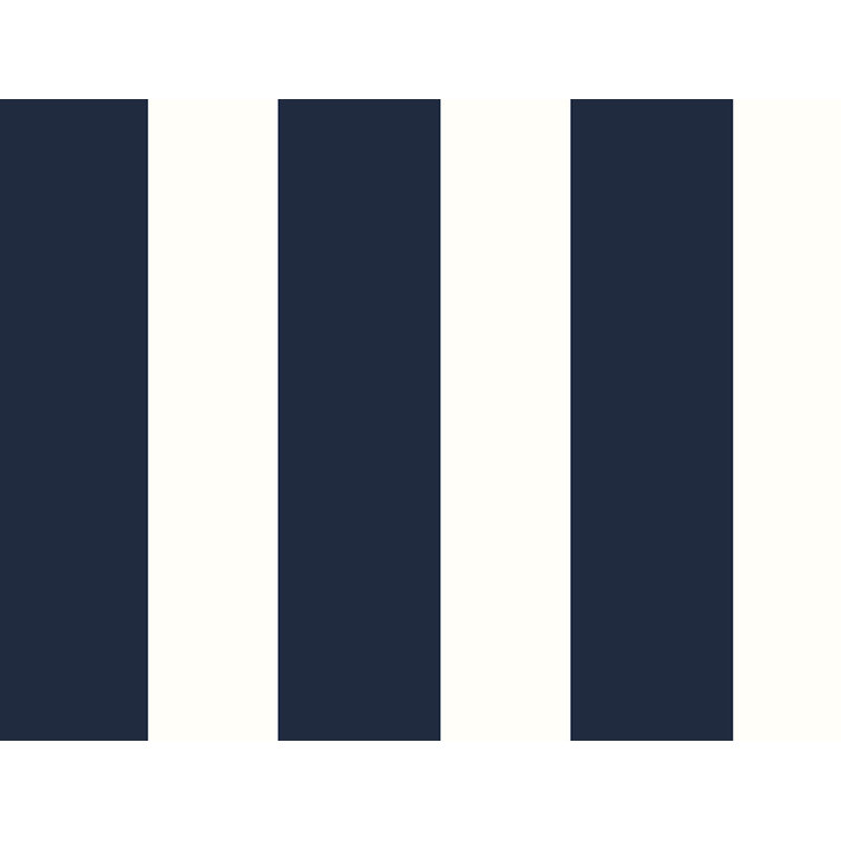 Midnight Blue and White Striped Peel & Stick Vinyl Wallpaper