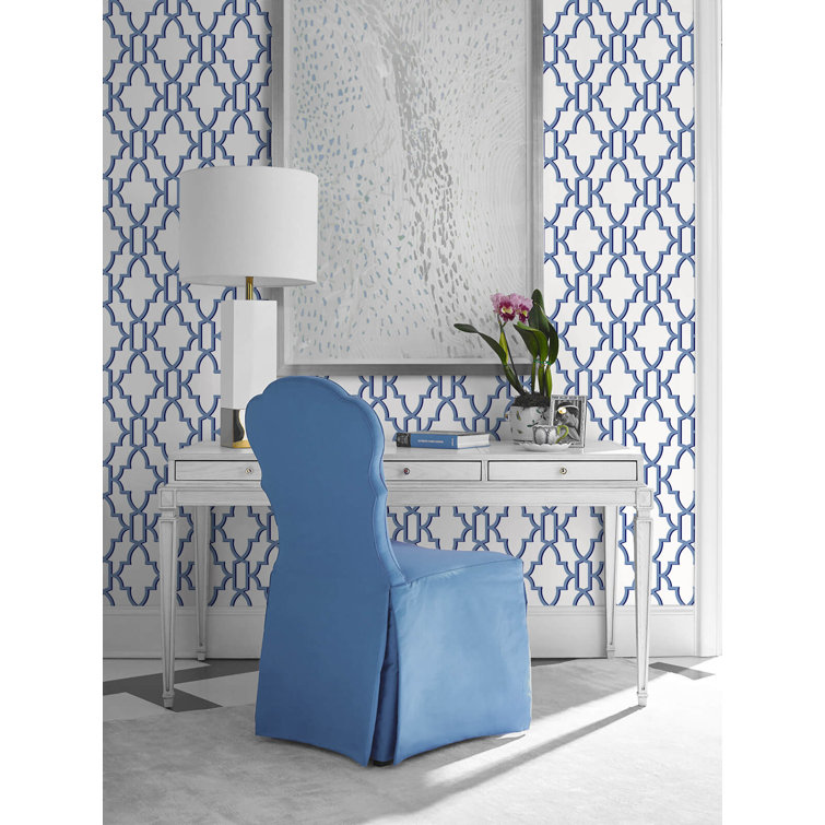 Riviera Blue Coastal Lattice Peel & Stick Wallpaper Roll