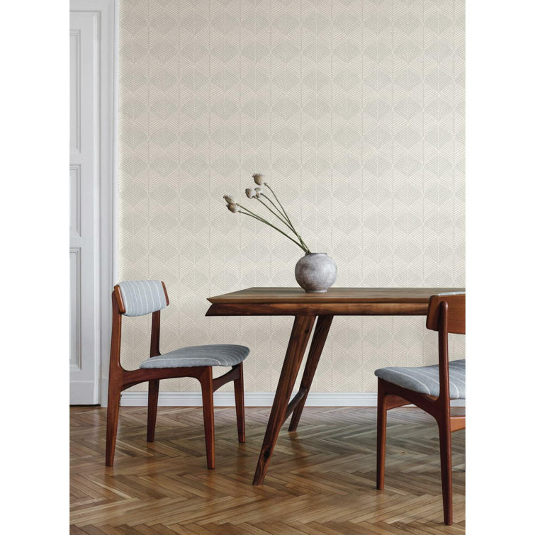 White and Gray Embossed Palm Thatch Wallpaper