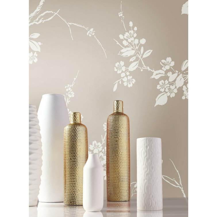 Taupe Floral Pre-pasted Removable Washable Wallpaper