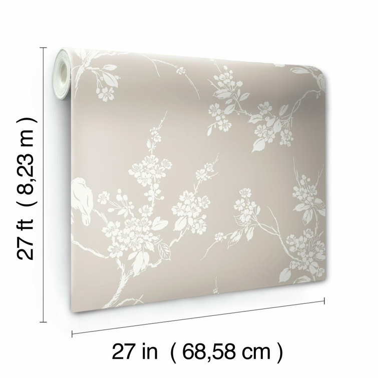 Taupe Floral Pre-pasted Removable Washable Wallpaper