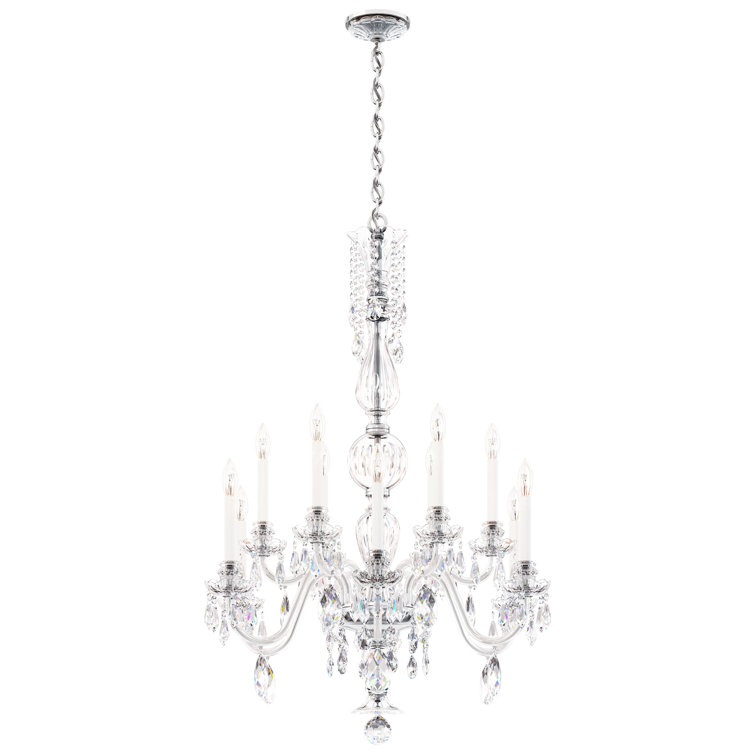 Silver Elegance 12-Light Crystal Chandelier with Incandescent Bulbs